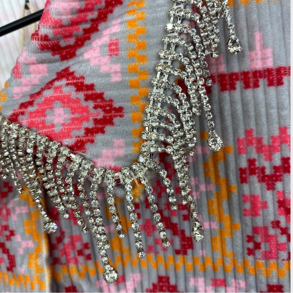 Savannah Jane Pink Orange Grey Southwest Print Rhinestone Trim Jacket NWT XL - Picture 5 of 10